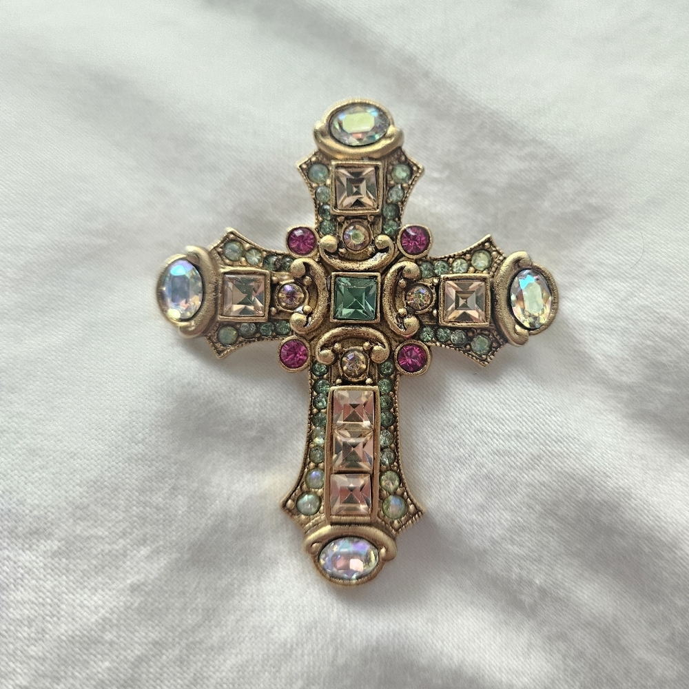 Elegant Jay Strongwater Swarovski Crystal Cross Brooch / Pendant